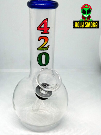 Bong de cristal transparente con diseño  de numero 420, 14 cm de largo
