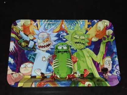 Bandeja metálica sencilla diseño Rick and Morty y pepinillo