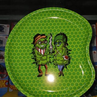 Bandeja metálica sencilla diseño pareja verde