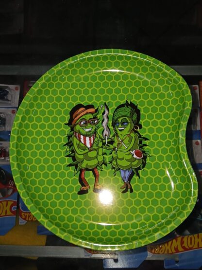 Bandeja metálica sencilla diseño pareja verde