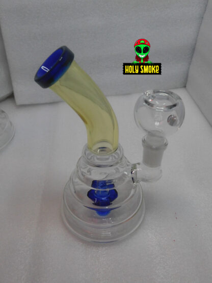 Bong de vidrio trasparente en forma panal, con cazoleta de cuenco grande, altura de 16 cm.y perc de color, tamaño 16 cm altura.. - Image 3