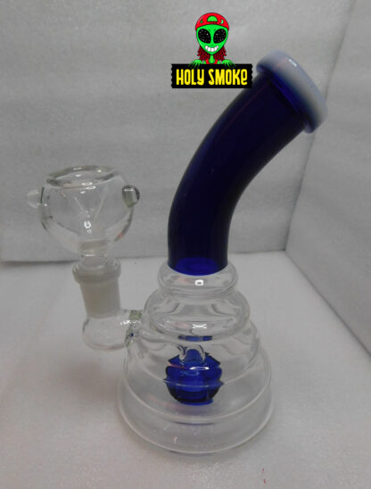 Bong de vidrio trasparente en forma panal, con cazoleta de cuenco grande, altura de 16 cm.y perc de color, tamaño 16 cm altura.. - Image 2