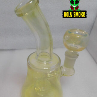 Bong estilo vidrio iridiscente transparente, con cazoleta de tazón, tamaño 15cm alto.