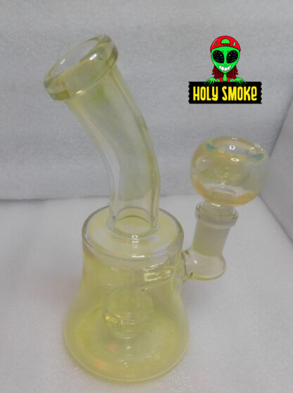 Bong estilo vidrio iridiscente transparente, con cazoleta de tazón, tamaño 15cm alto.