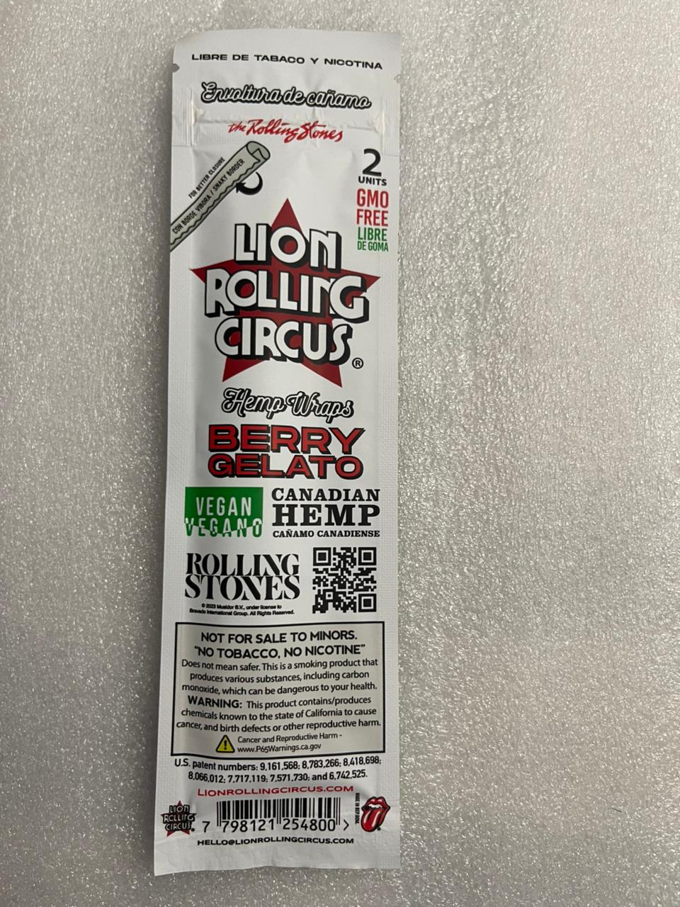 Blunt Hemp Wrap Rolling Stones sabor Berry Gelato de la marca Lion Rolling Circus - Imagen 2