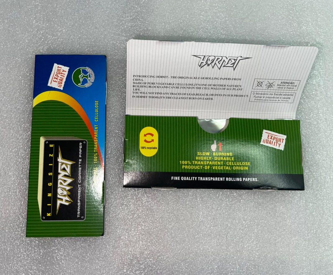 Papeles de fumar de celulosa transparente, de tamaño King Size, Hornet, 50 hojas.