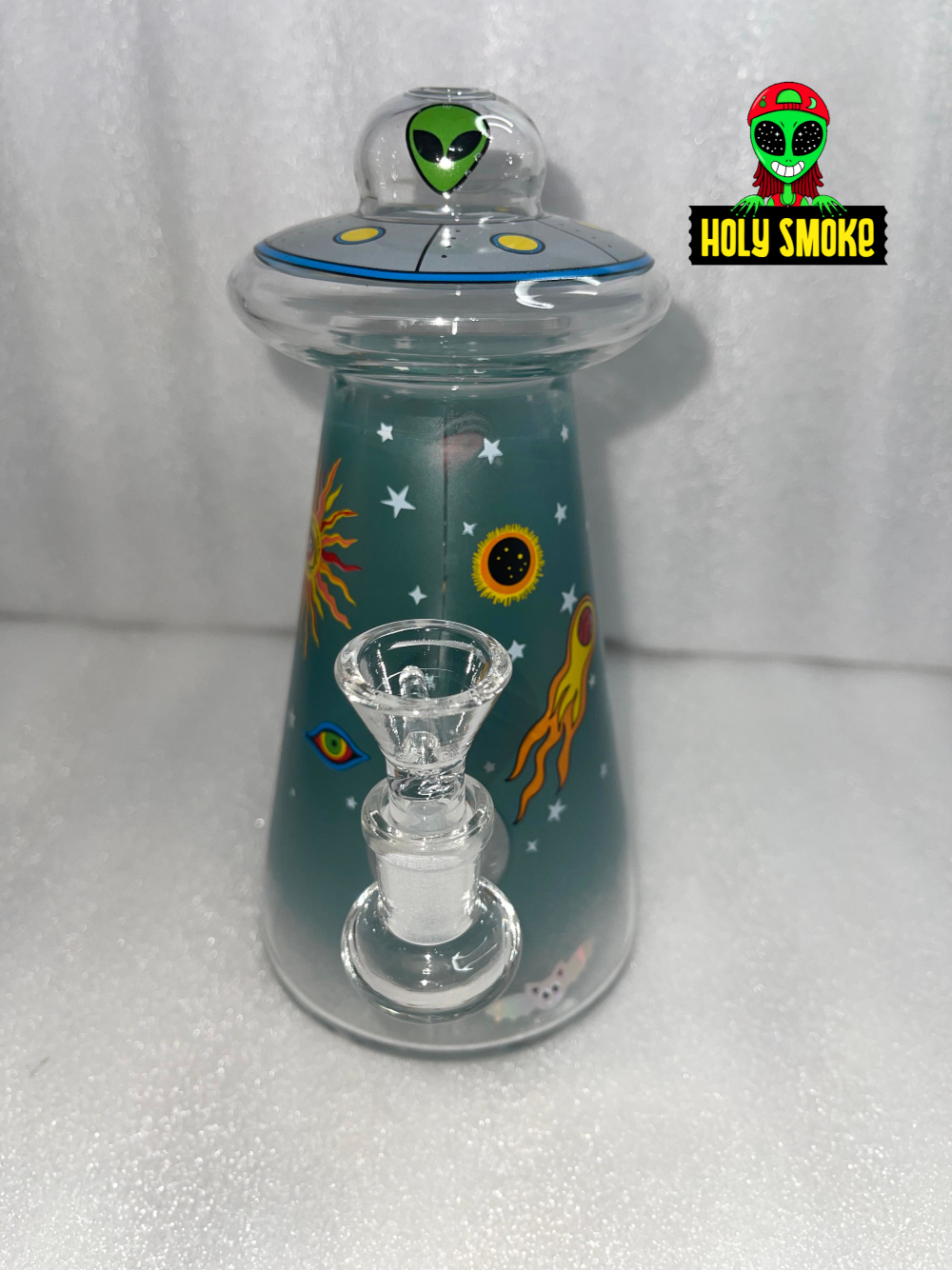Bong de cristal UFO Alien, mide aprox 18 cm de altura. - Imagen 2