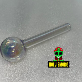 Tubo recto puki para quemador de aceite de vidrio iridiscente (arcoiris) cabeza grande 10 cm de largo.