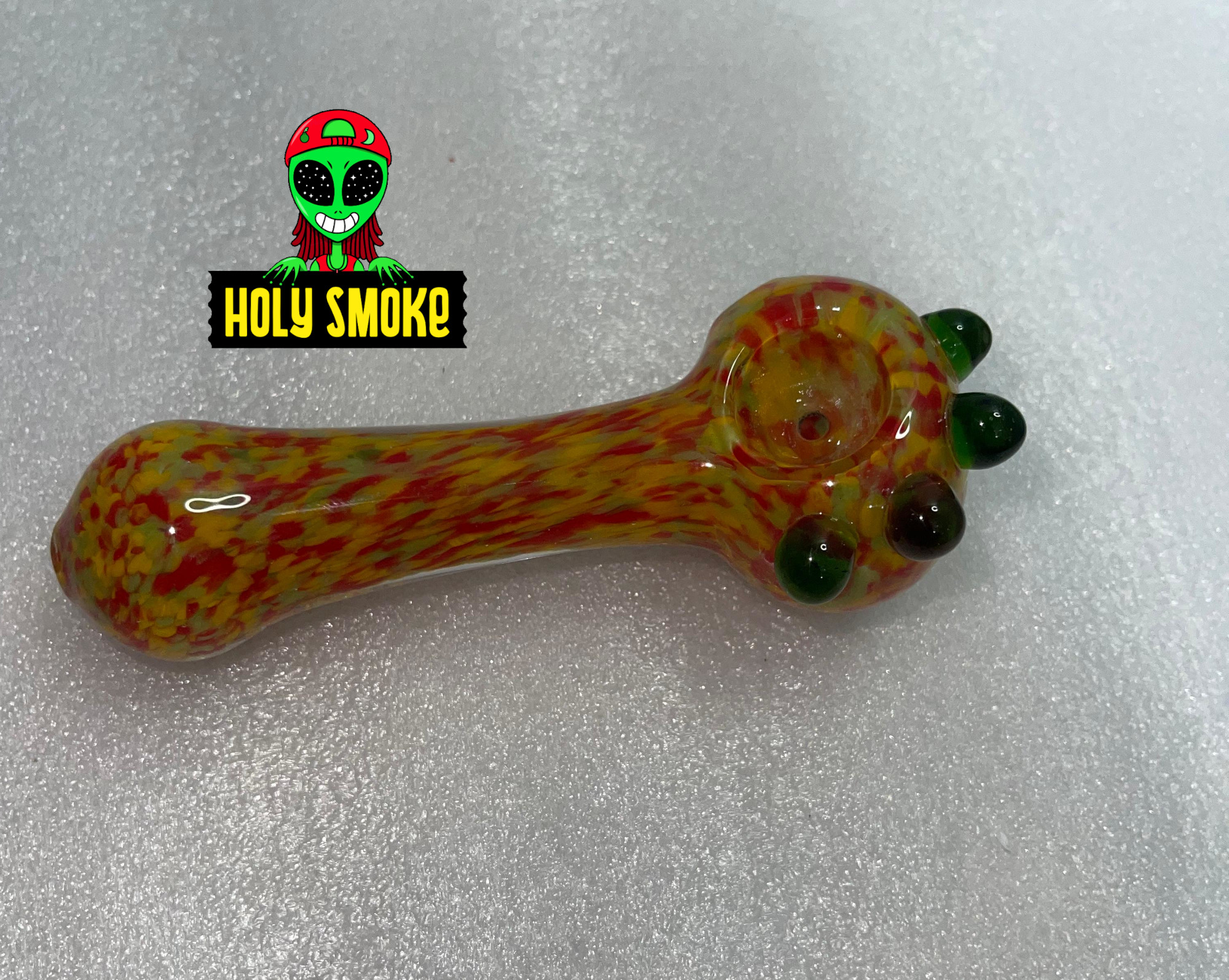 Pipa forma de cuchara de vidrio de color, diseño lava, de tamaño 10 cm largo