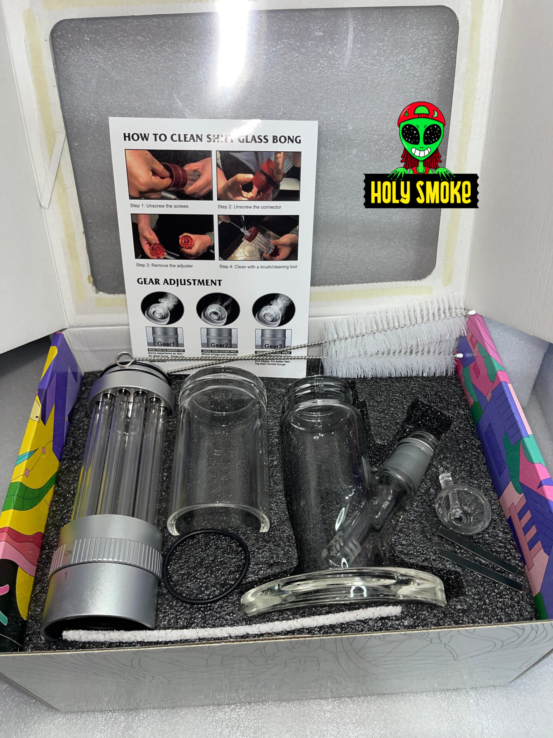 Kit de bong de vidrio con cámara de aire, mecanismo giratorio facilita el ajuste del nivel de humo. - Imagen 2