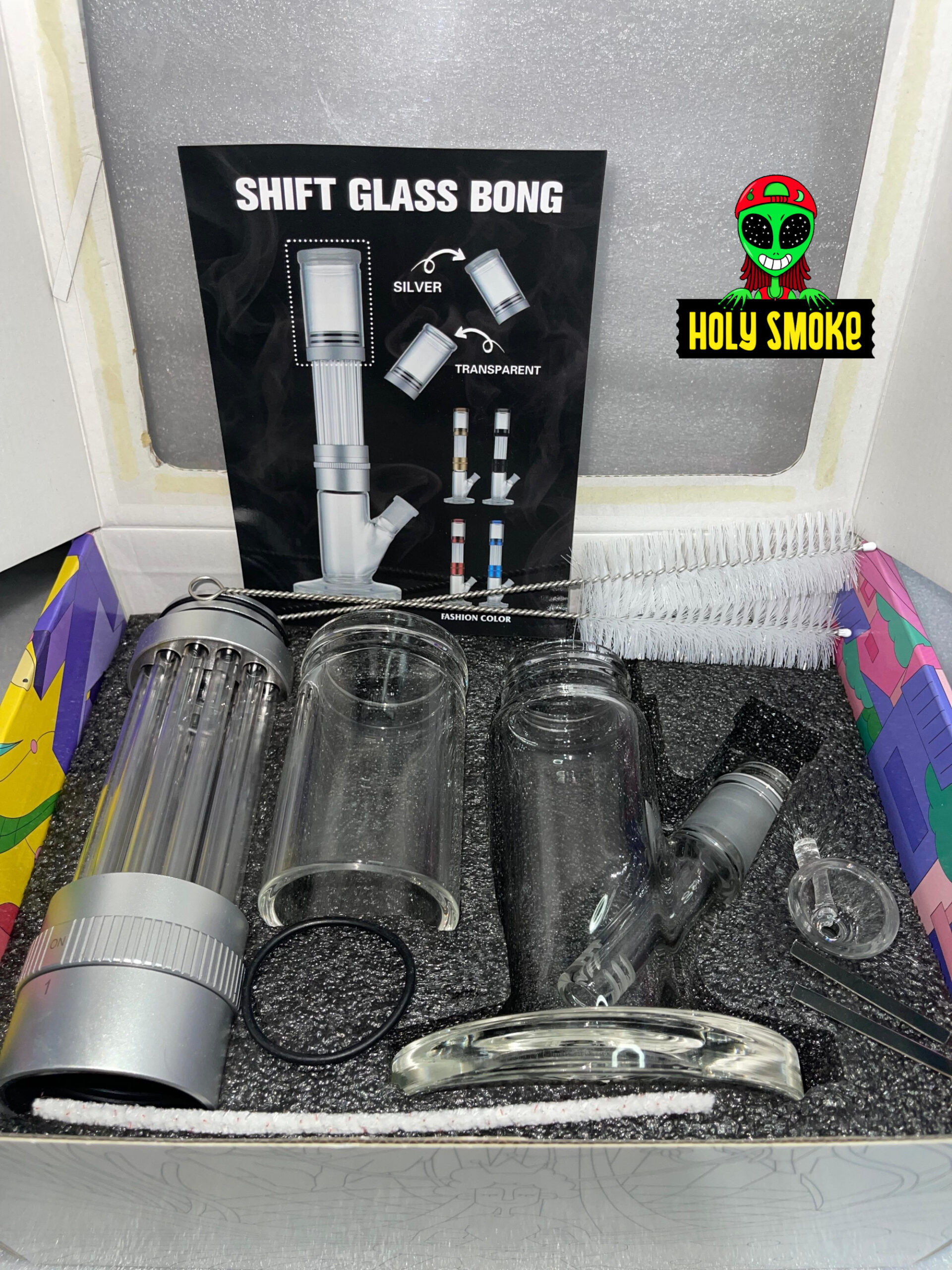 Kit de bong de vidrio con cámara de aire, mecanismo giratorio facilita el ajuste del nivel de humo. - Imagen 3