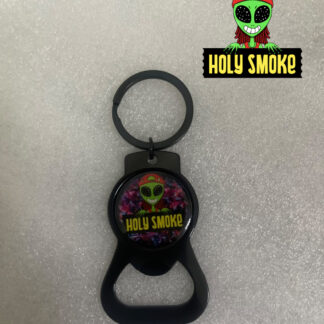 Llavero destapador metálico Holy Smoke 6cm largo.